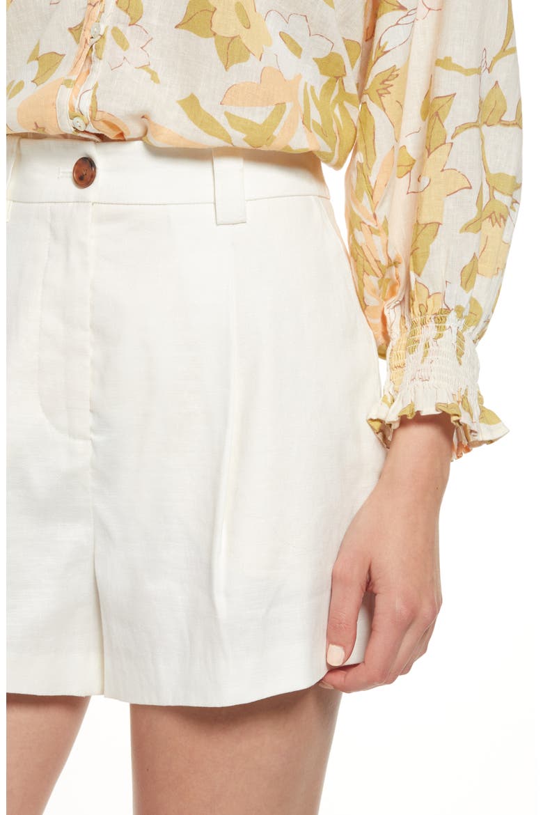 Ilena Linen Blend Shorts, Alternate, color, CREME