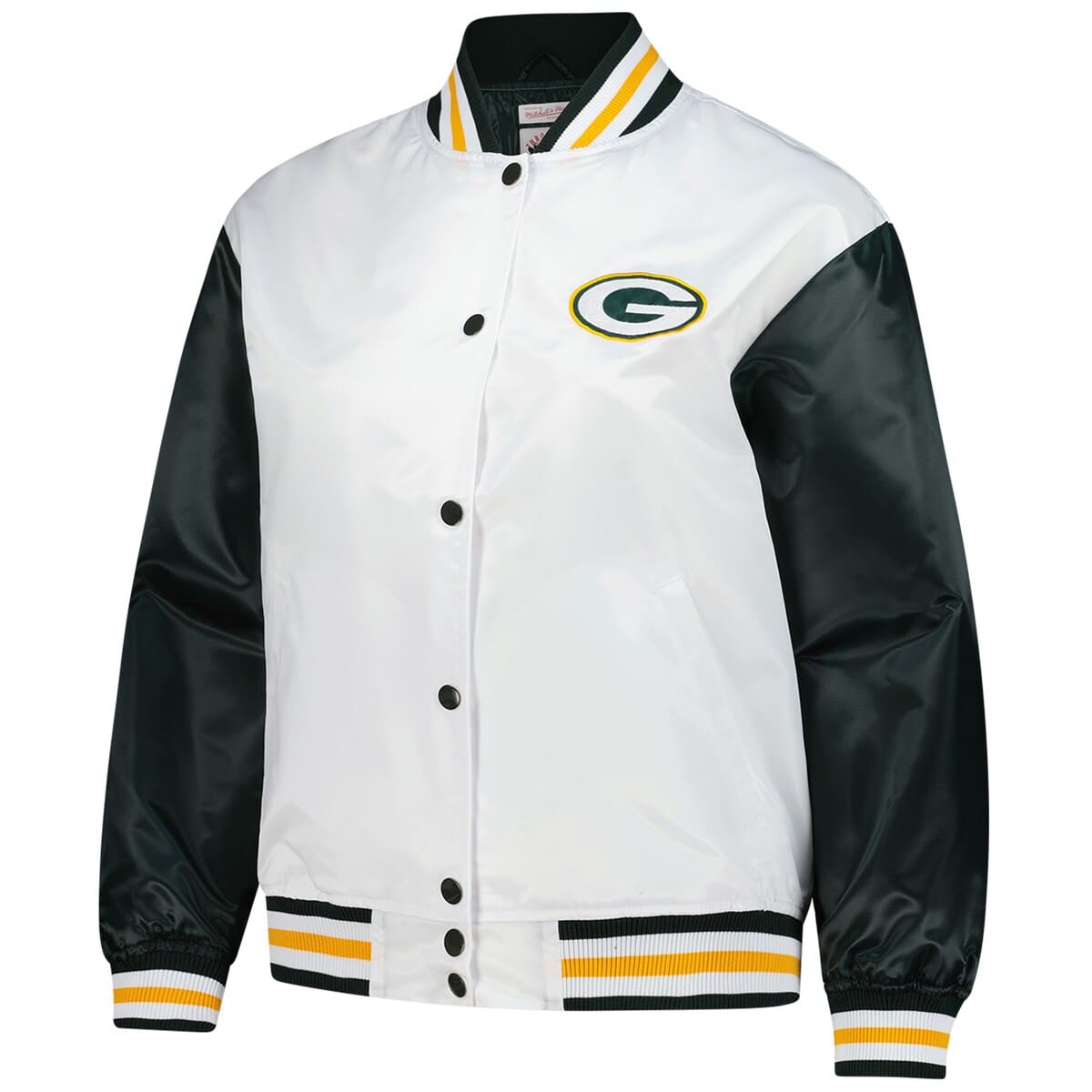 Women's Mitchell & Ness White Green Bay Packers Plus Size Full-Snap Satin Jacket - image 2