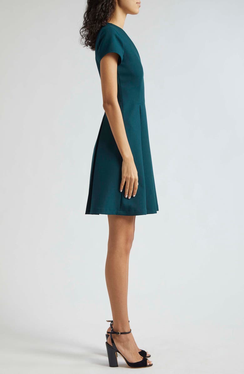 Emporio Armani Emma Short Sleeve Fit & Flare Dress, Alternate, color, Solid Dark Green