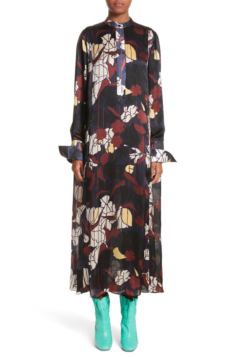 Anwyn Floral Silk Dress, Alternate, color, FRENCH BLUE FLORAL PRINT
