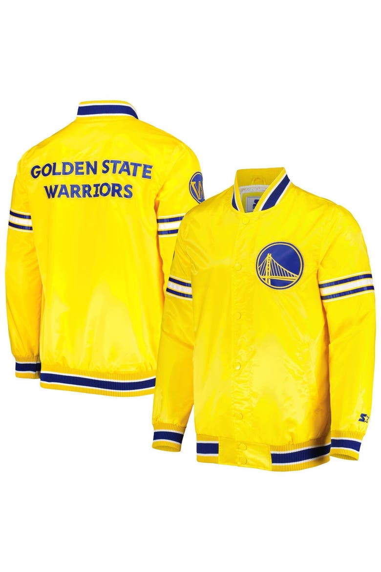 Men's Starter Gold Golden State Warriors Slider Satin Full-Snap Varsity Jacket, Main, color, Gold