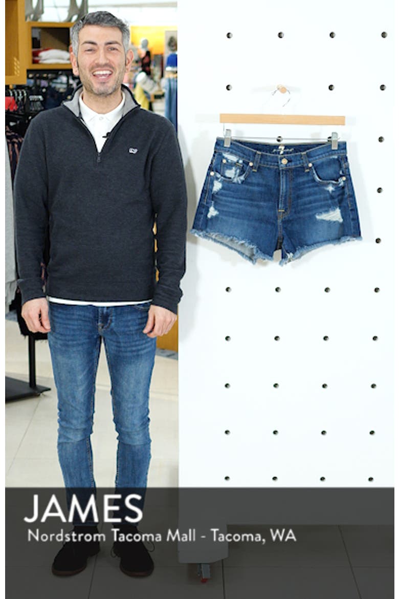 7 For All Mankind® High Waist Destroyed Cutoff Denim Shorts video