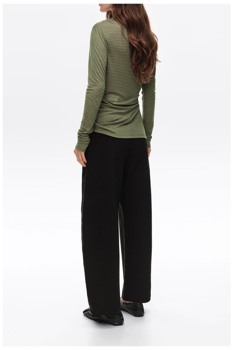 Striped Ruched Fluid T-shirt, Alternate, color, OLIVE