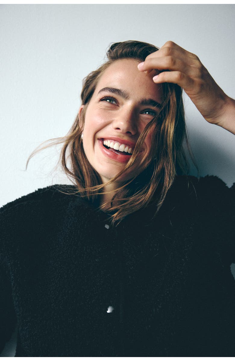 H&M Teddy Jacket, Alternate, color, Black