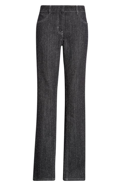Denim Tweed Straight Leg Jeans