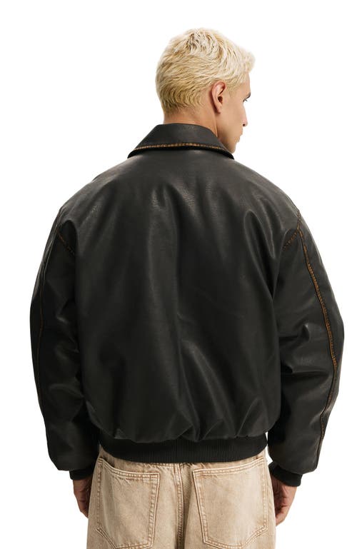 Cotton On Vintage Faux Leather Bomber In Black