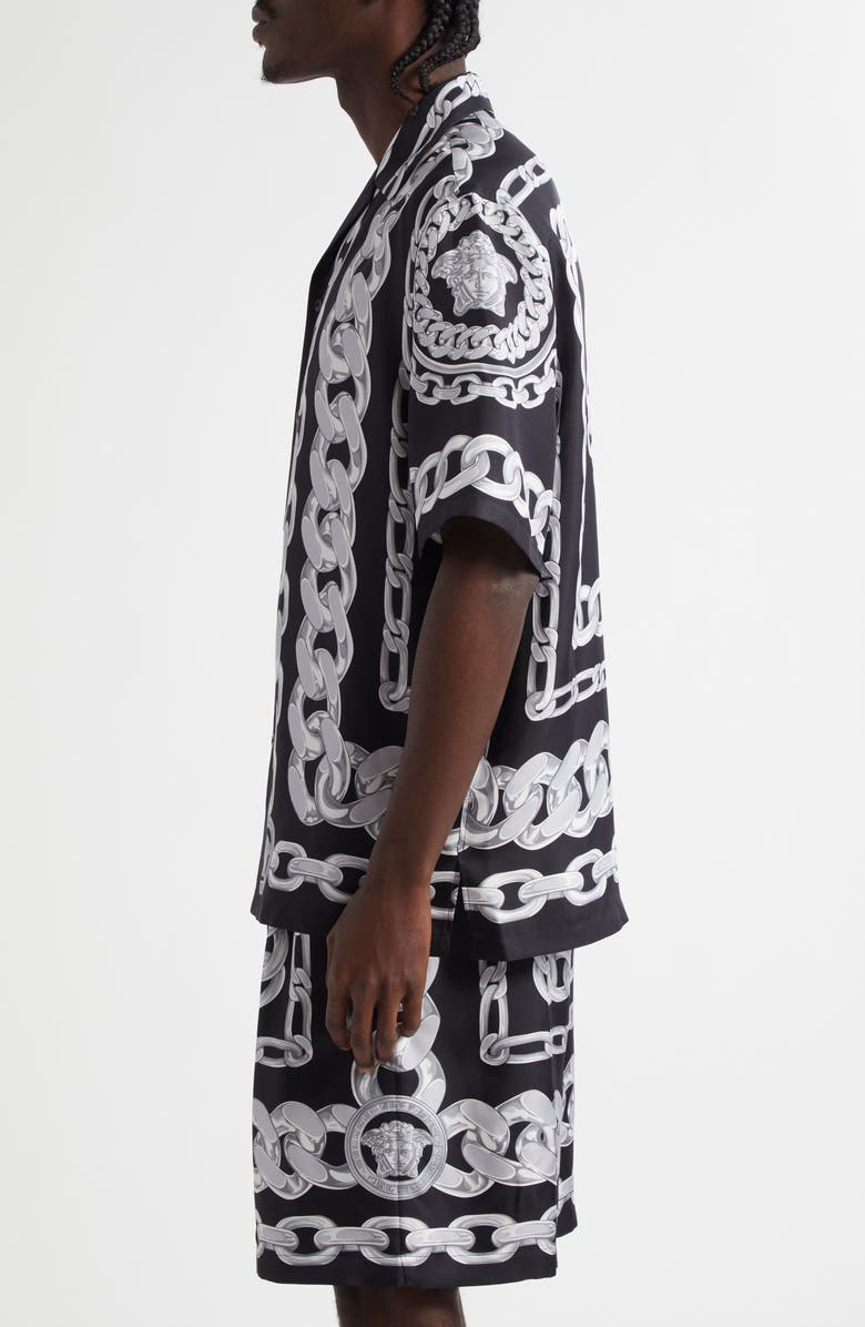 Versace Medusa Chains Silk Camp Shirt, Alternate, color, 