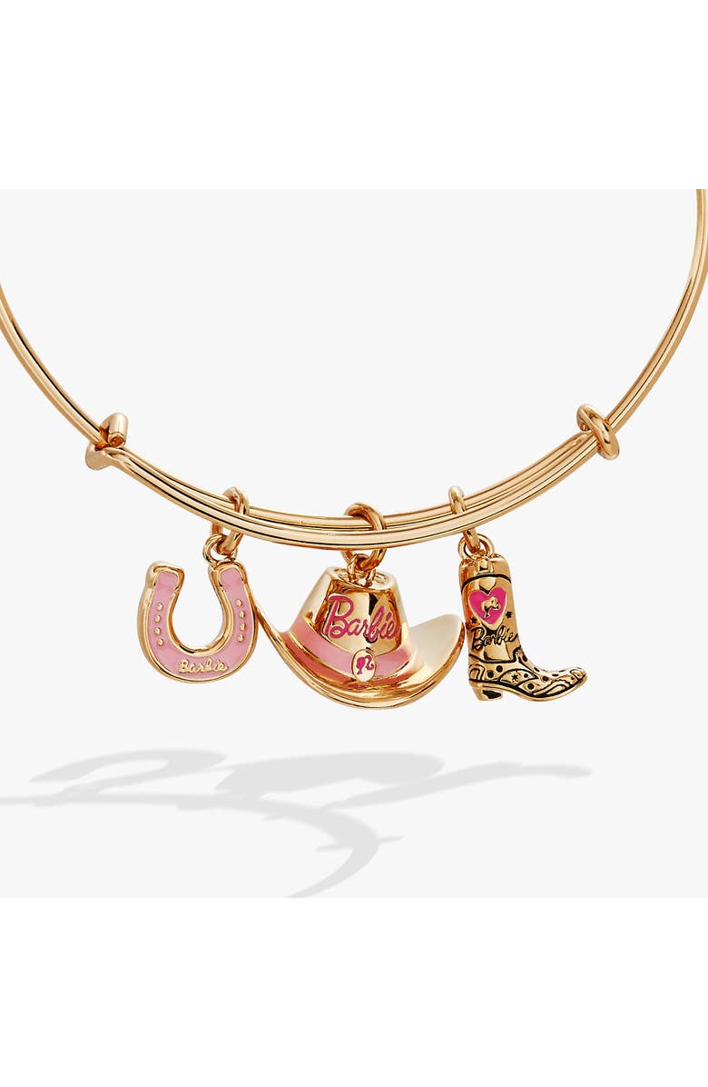 Alex and Ani Barbie Western Trio Charm Bangle Bracelet, Main, color, Gold