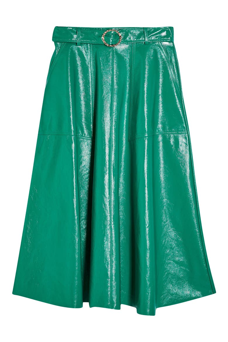 Full Circle Vinyl Midi Skirt, Alternate, color, BRIGHT GREEN
