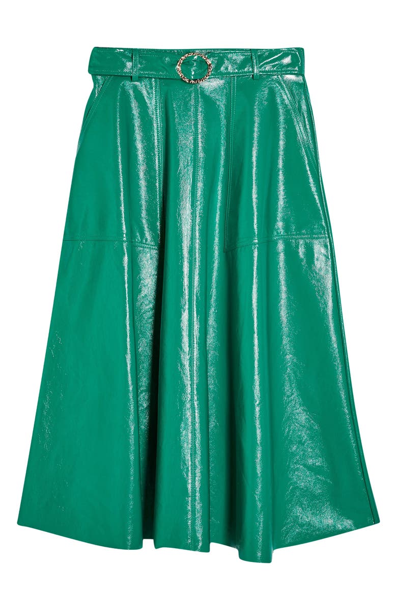 Topshop Full Circle Vinyl Midi Skirt, Alternate, color,