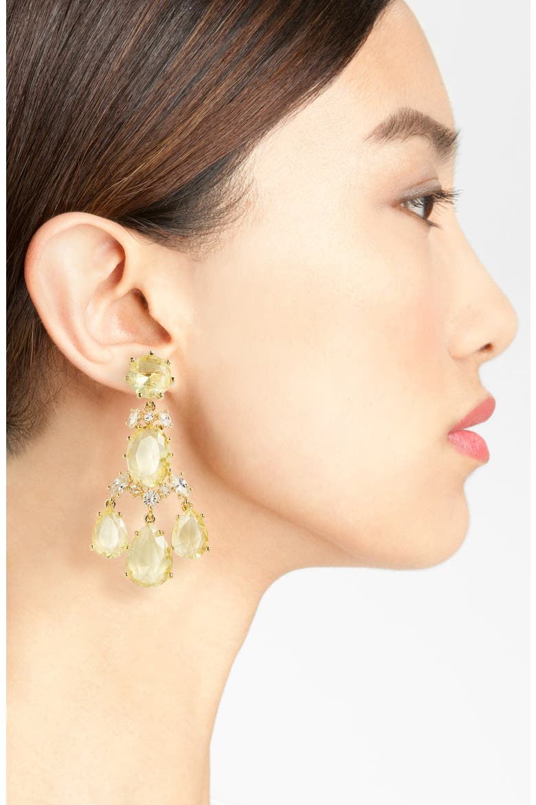 'up the ante' stone chandelier earrings, Alternate, color, YELLOW/ GOLD