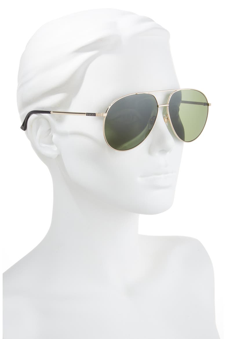 64mm Oversize Aviator Sunglasses, Alternate, color, GOLD GOLD GREEN