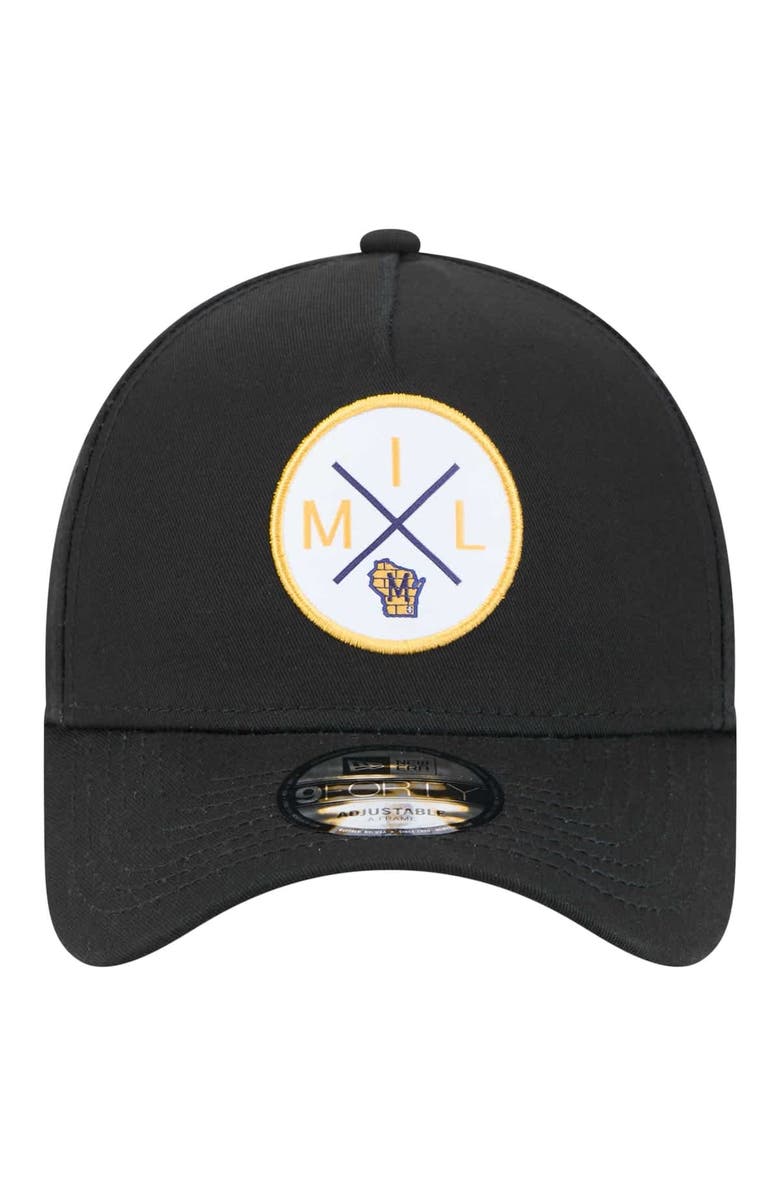 New Era Men's New Era Black Milwaukee Brewers 9FORTY A-Frame Adjustable Hat, Alternate, color, Black