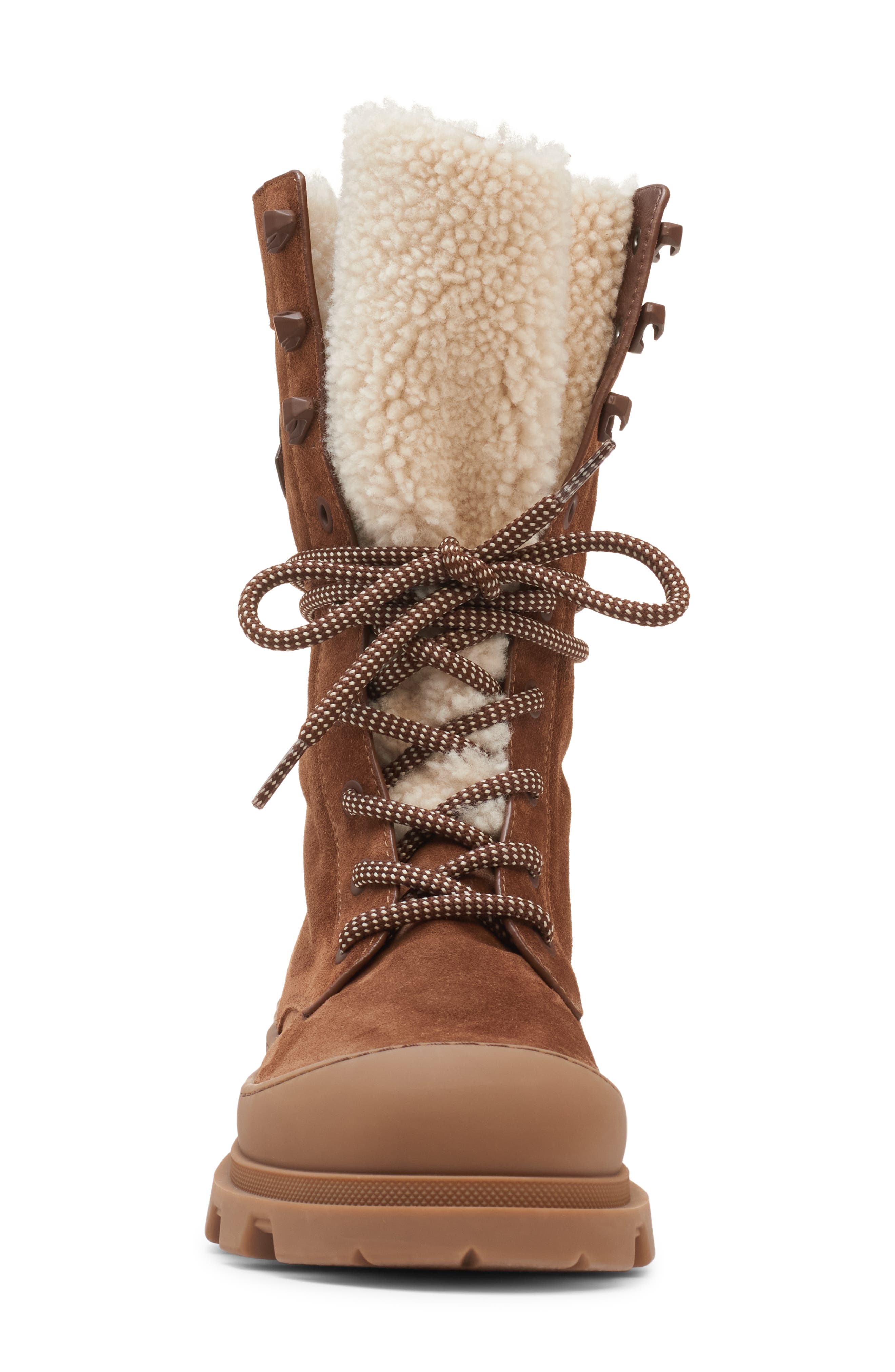 Moncler Vera Genuine Shearling Trim Boot, Alternate, color, Pinecone