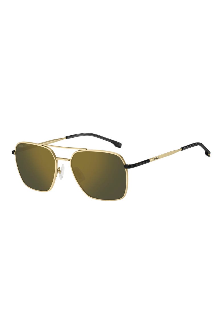 57mm Polarized Aviator Sunglasses, Alternate, color, MATTE GOLD/ BLACK