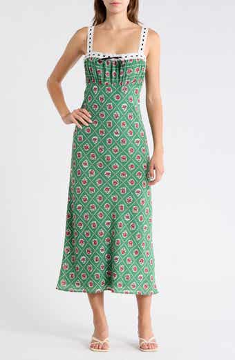 WAYF Floral Empire Waist Midi Dress