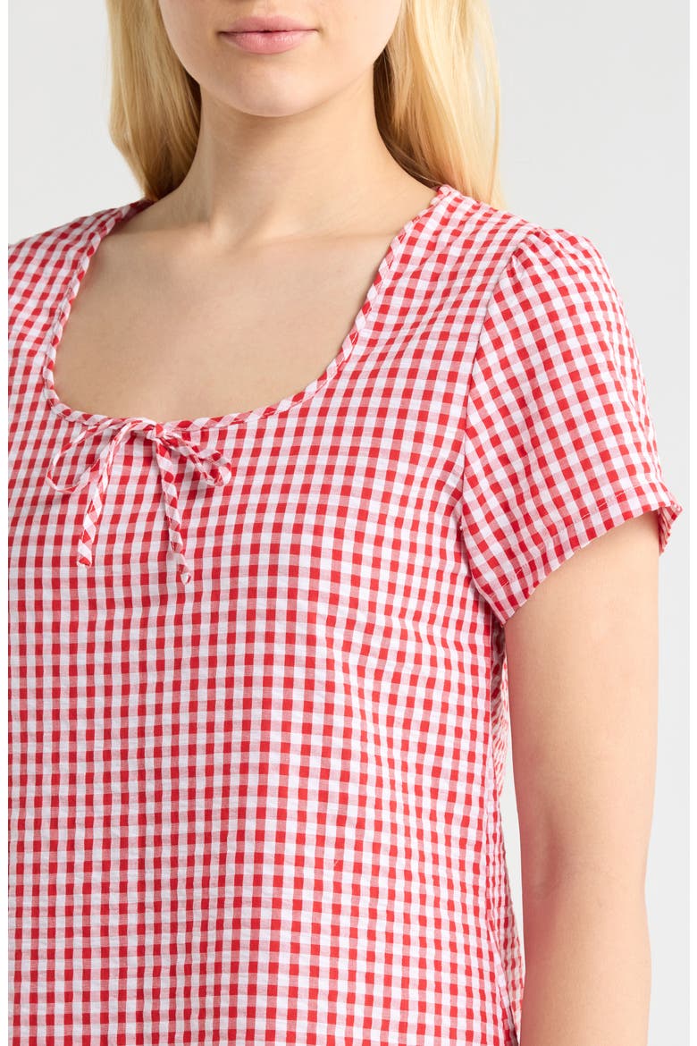 Gingham Seersucker Nightgown, Alternate, color, RED COMBO