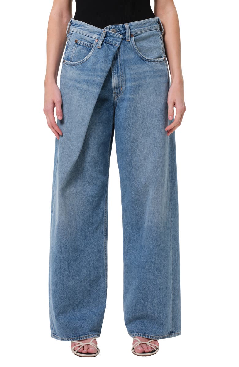 AGOLDE Vana Fold Waistband Wide Leg Jeans, Main, color, Mantra