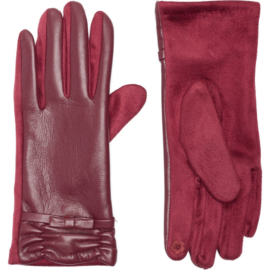 Ted Baker London Bow Faux Leather Gloves In Burgundy