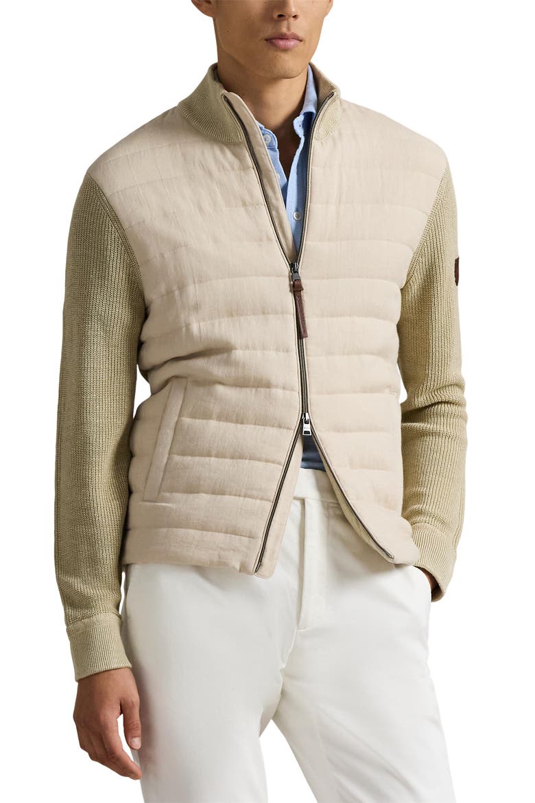 Hybrid Linen Zip Cardigan, Main, color, BEIGE LINEN