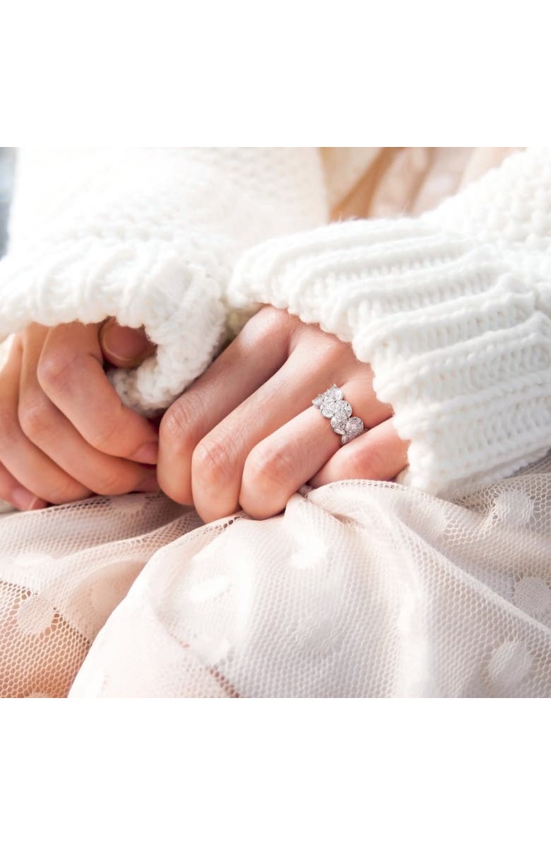 Julianna B. Moissanite Cluster Anniversary Ring Sterling Silver, Alternate, color, 