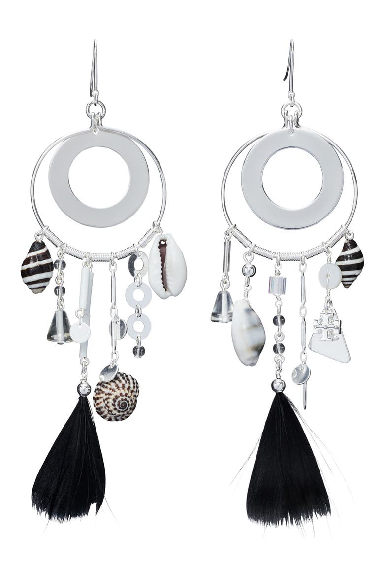 Galaxy Hoop Earrings, Main, color, LIGHT SILVER / BLACK