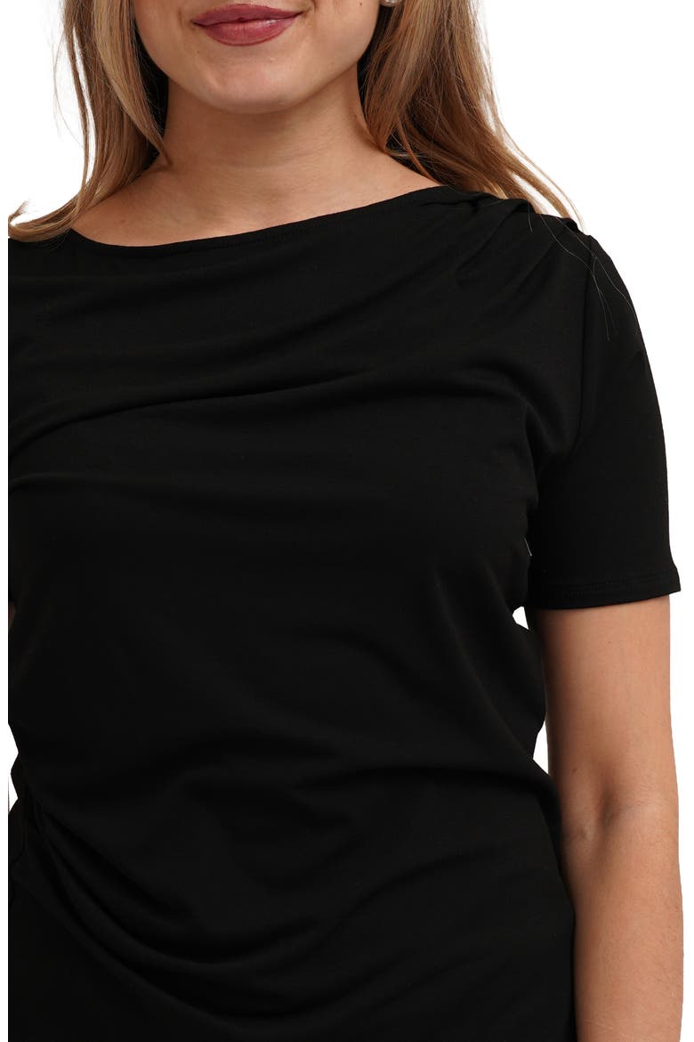 Asymmetrical Hem Short Sleeve Top, Alternate, color, BLACK
