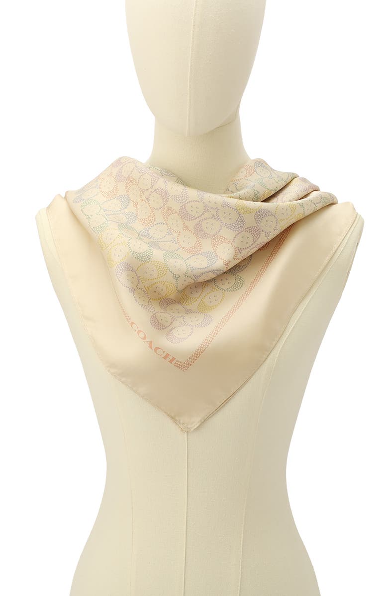 COACH Rainbow Signature C Silk Square Scarf, Alternate, color, Multi