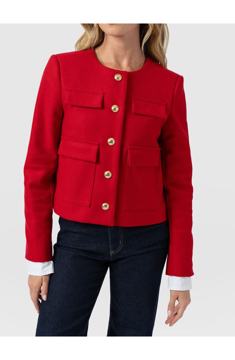 Saint + Sofia Colette Jacket, Alternate, color, Red