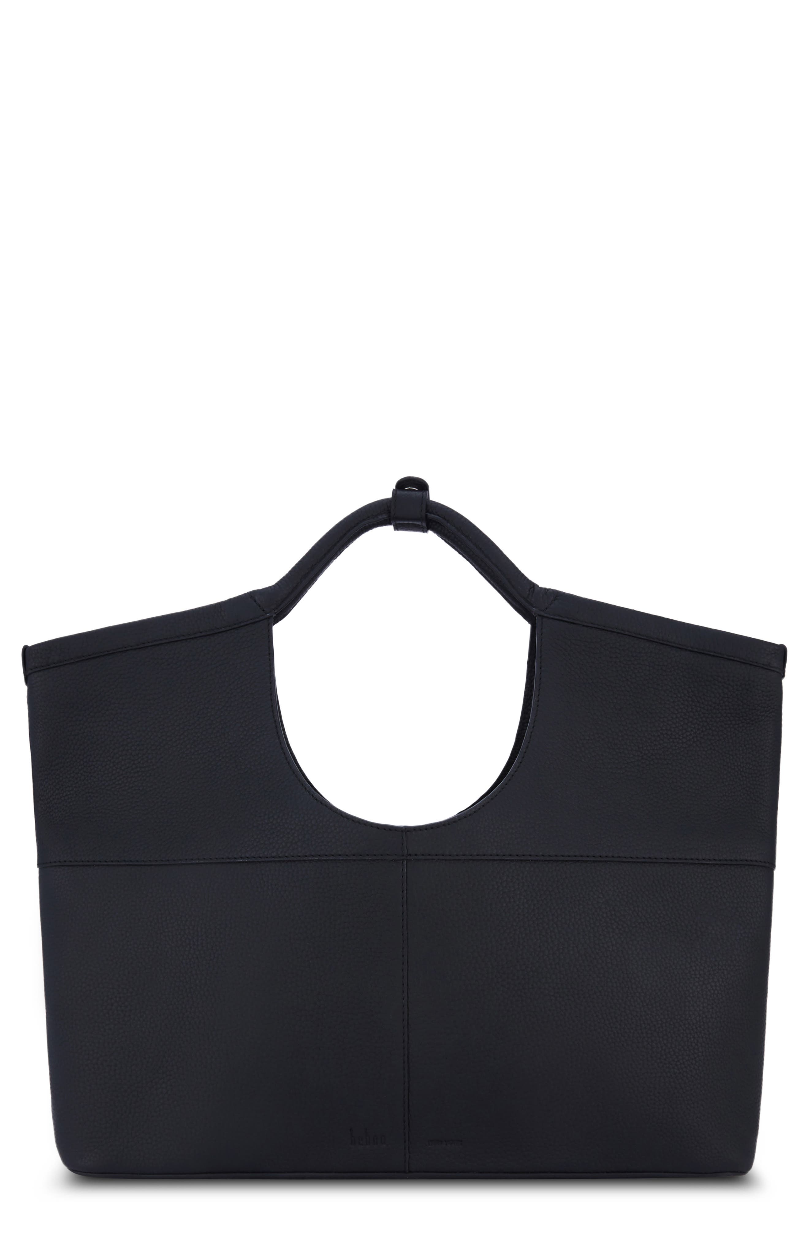 Arendt Pebble Leather Tote, Main, color, BLACK