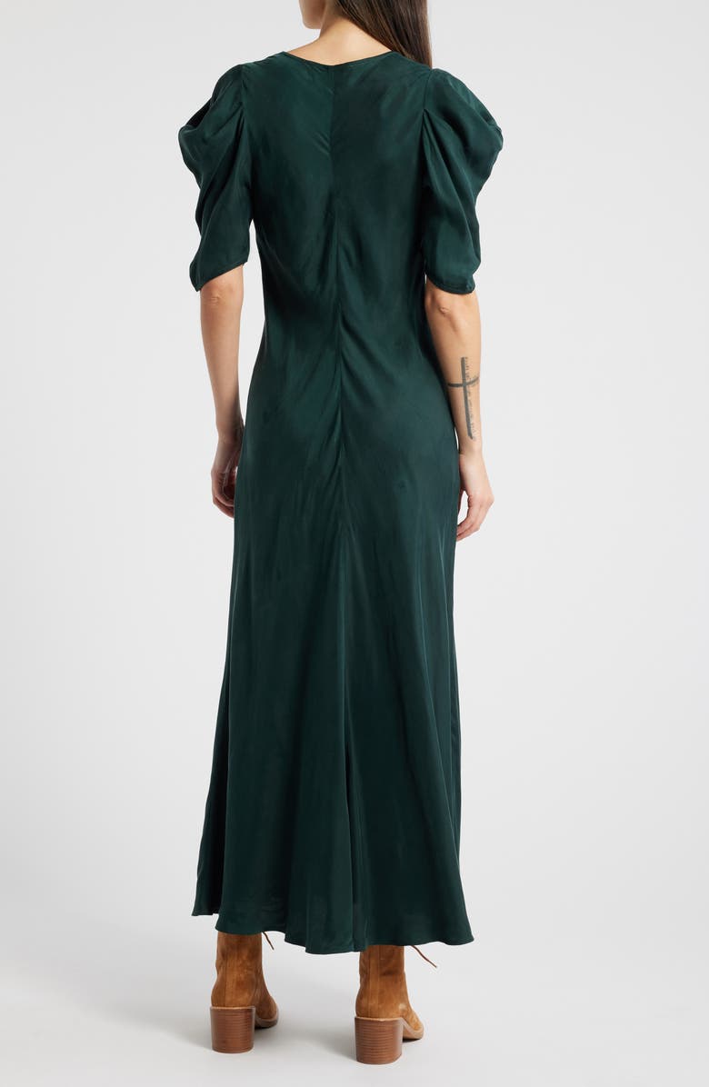 THE GREAT. The Century Puff Sleeve Dress, Alternate, color, Winter Pine