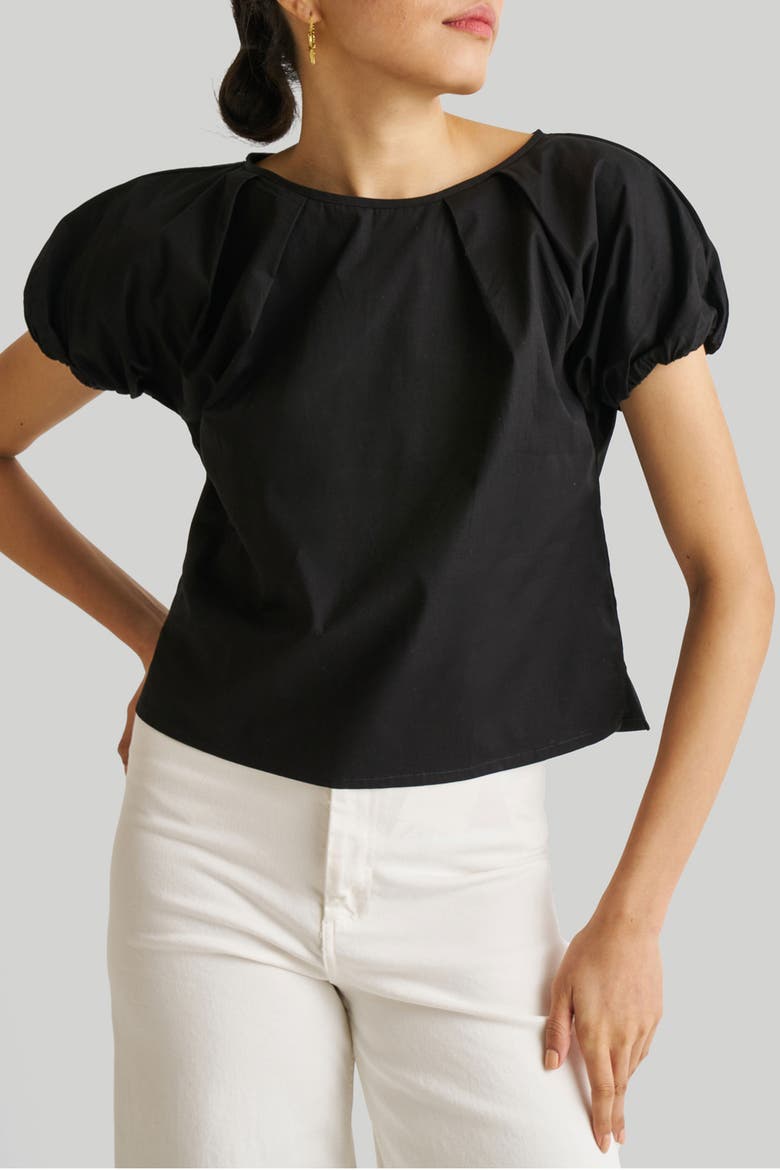 Balloon Sleeve Top, Alternate, color, Black