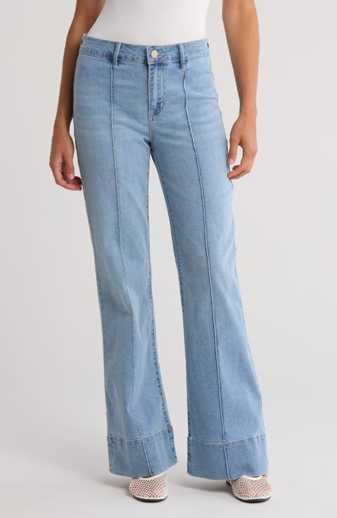 Pintuck Wide Leg Jeans