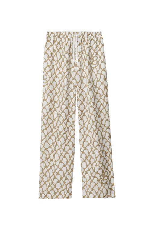 Burberry Silk Knot Print Trousers In Thatch