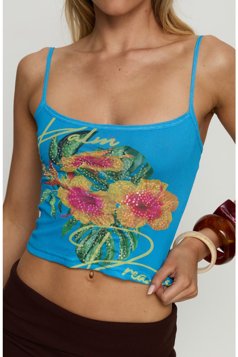 Palm Dreams Beaded Graphic Tank, Alternate, color, BLUE