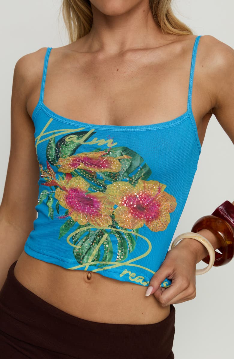 Princess Polly Palm Dreams Sequin Detail Tank, Alternate, color, Blue