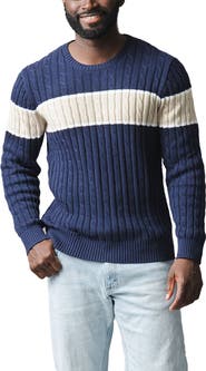 Hope & Henry Organic Crew Neck Cable Sweater