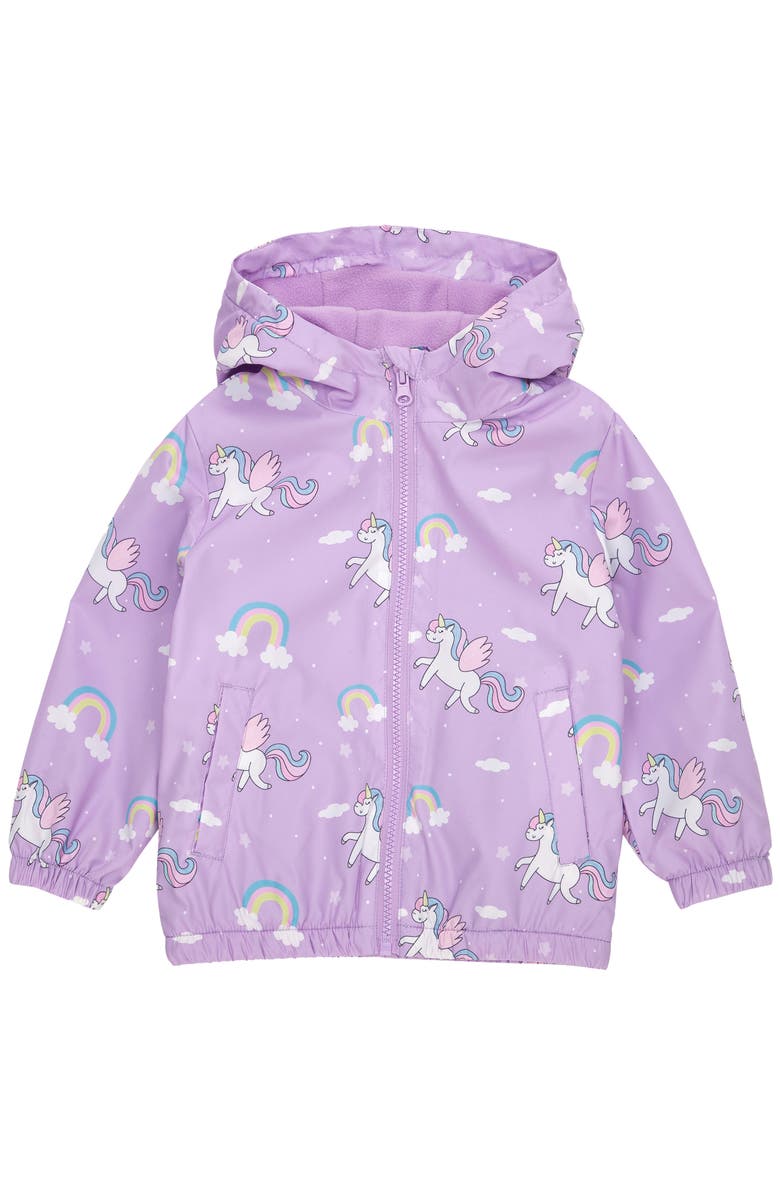 Rokka&Rolla Lightweight Fleece Lined Windbreaker, Main, color, Purple Unicorn