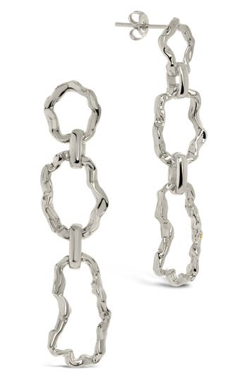 Sterling Forever Ira Molten Metal Linked Drop Earrings In Gray