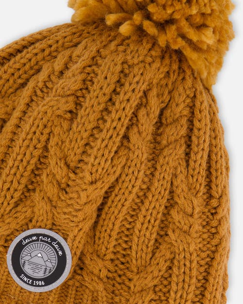 Deux Par Deux Lined Winter Hat With Pompom In Brown