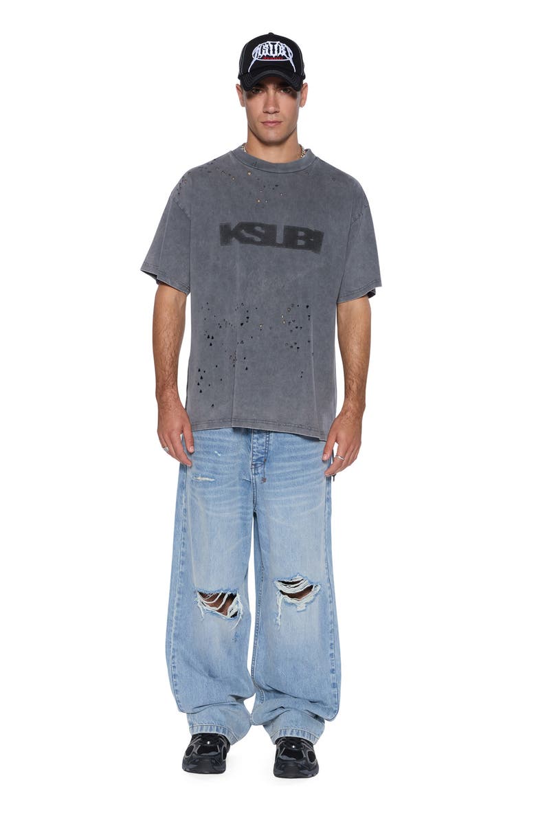 Ksubi Blasted Ekcess Oversize Distressed Graphic T-Shirt, Alternate, color, Black