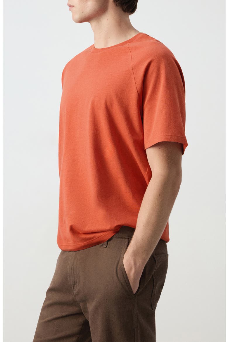 Relaxed Fit Cotton & Linen T-Shirt, Alternate, color, MEDIUM PINK