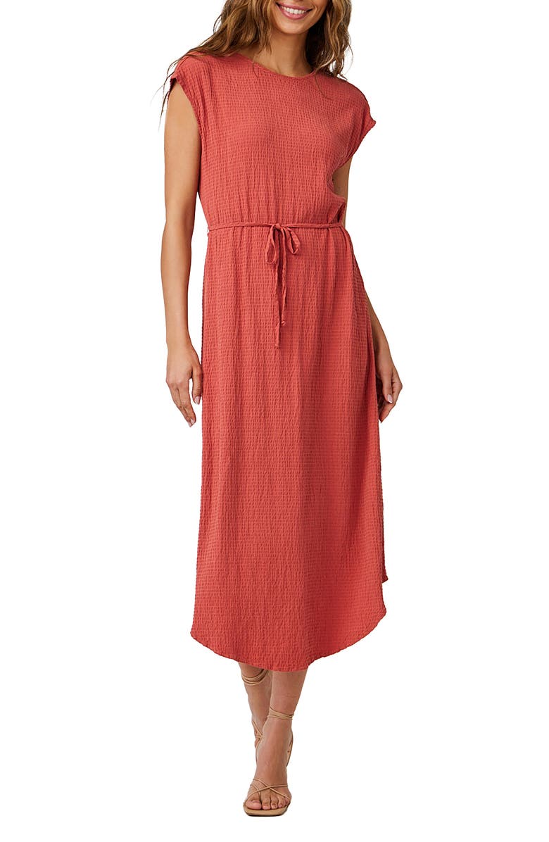 Bella Dahl Textured Cap Sleev Midi Dress, Main, color, 
