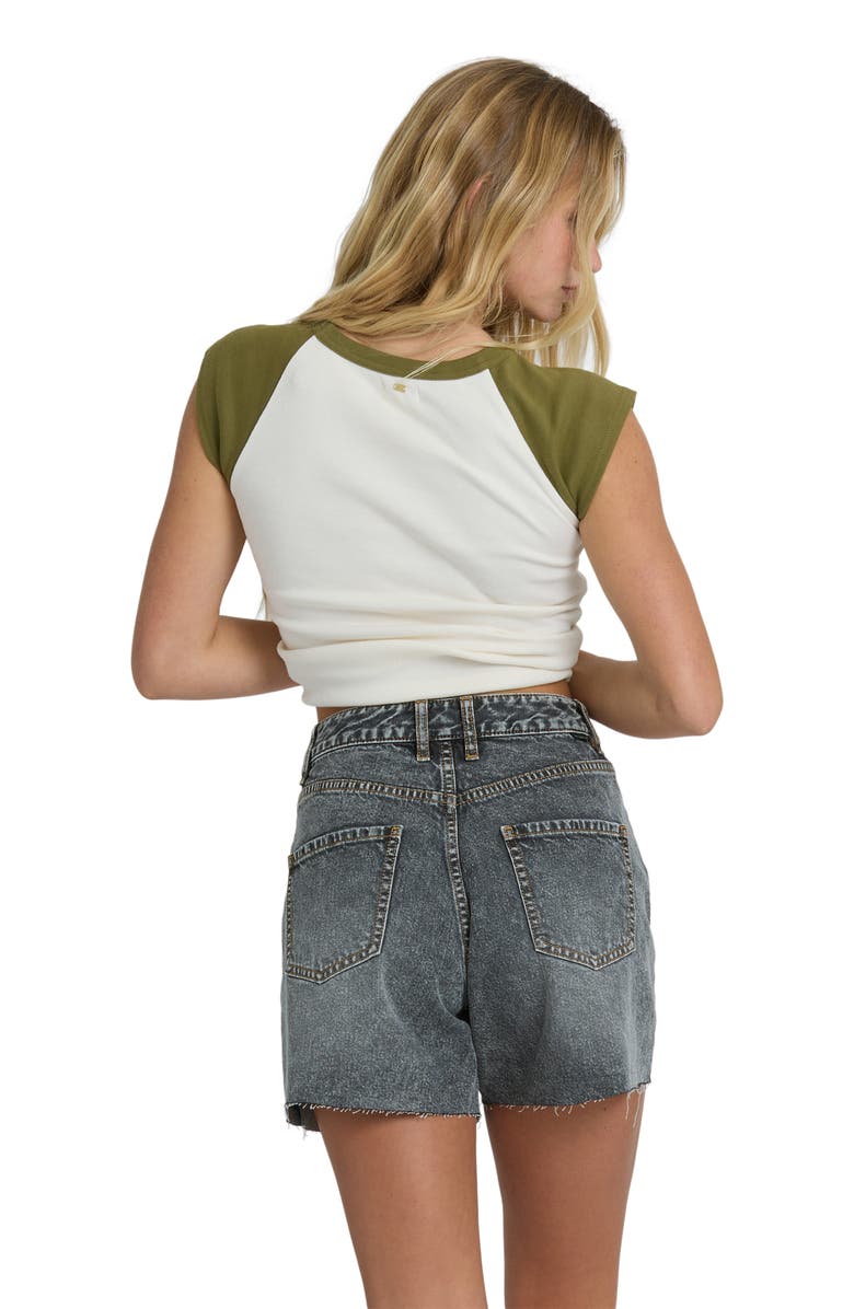 Billabong Riley Raw Hem High Waist Denim Shorts, Alternate, color, Black Water