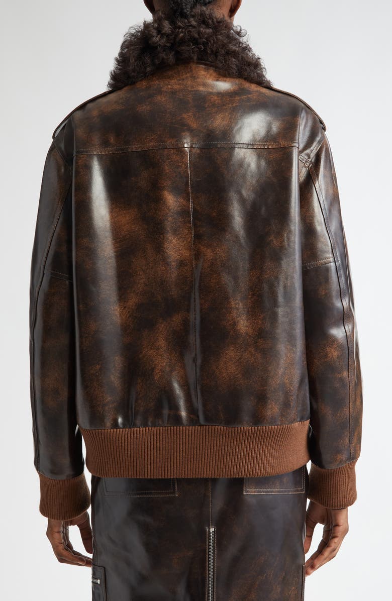 Michael Kors Collection Leather & Genuine Shearling Bomber Jacket, Alternate, color,