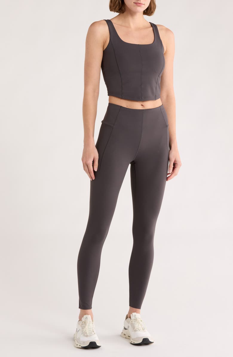 HARMONY AND BALANCE Corset Seam Sports Bra & Leggings Set, Main, color,