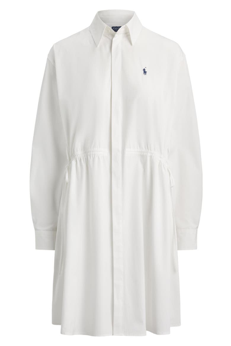Long Sleeve Cotton Poplin Shirtdress, Alternate, color, WHITE