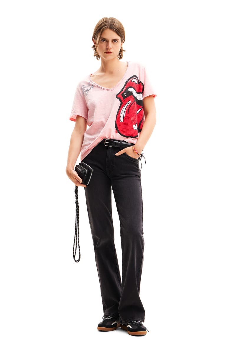 Desigual The Rolling Stones Rhinestone T-Shirt, Alternate, color,