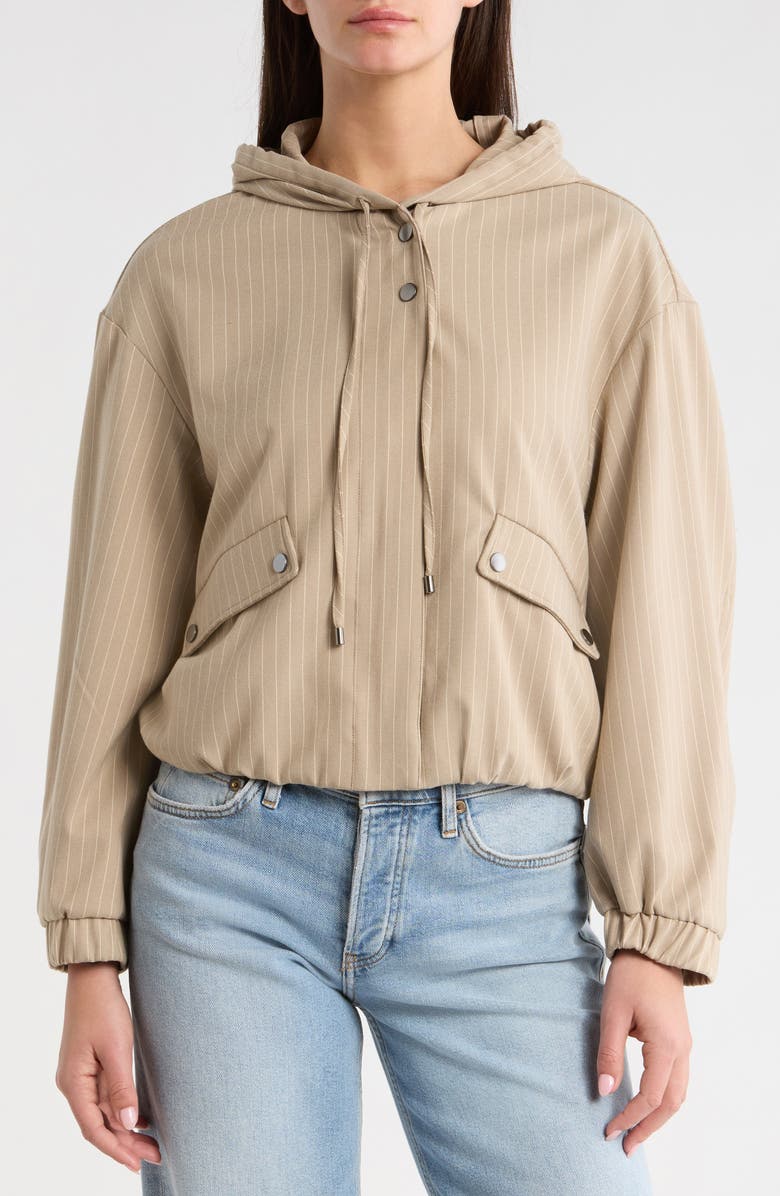 Vince Camuto Pinstripe Hooded Jacket, Alternate, color, Toffee