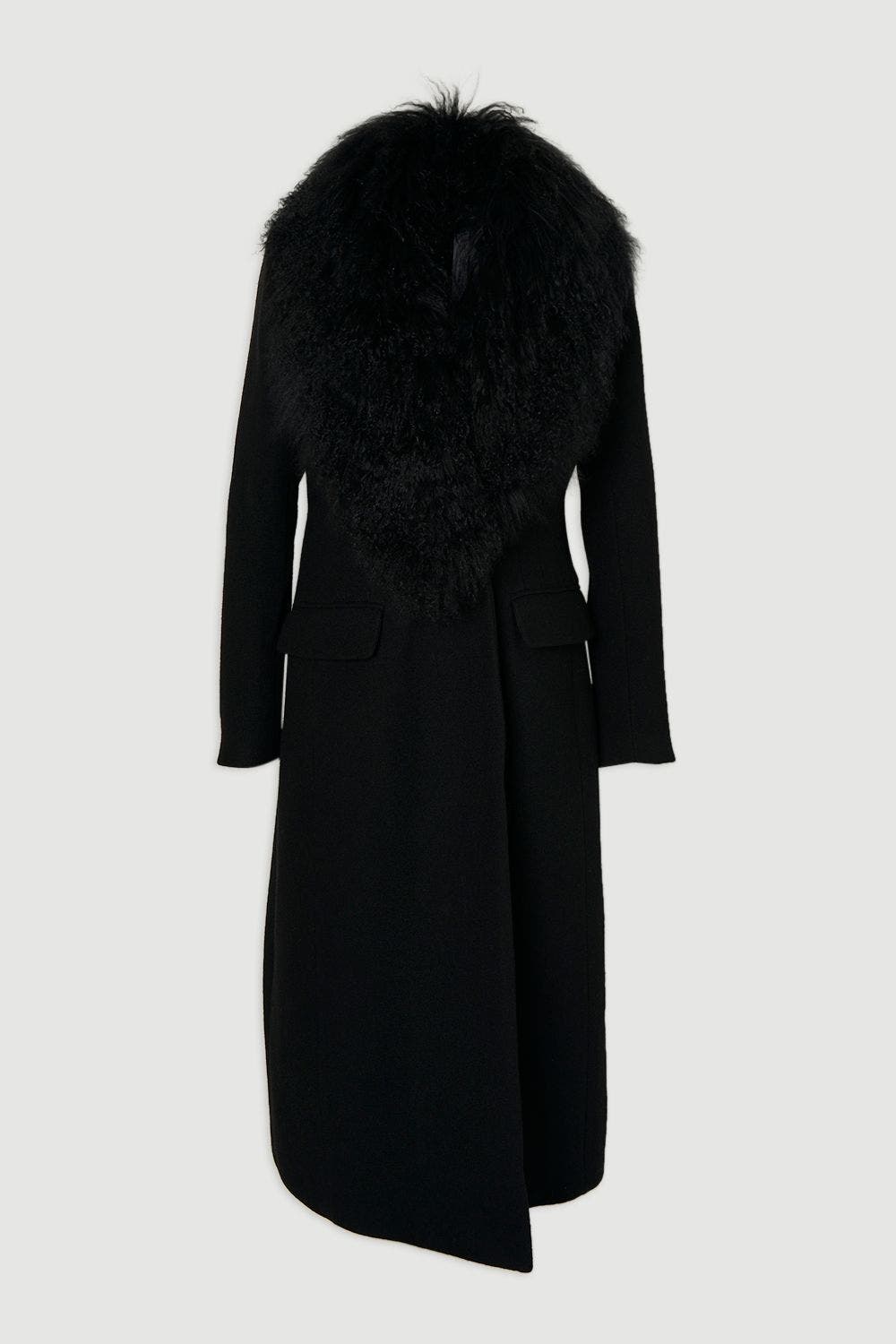 Wool Detachable Collar Midi Coat - image 2